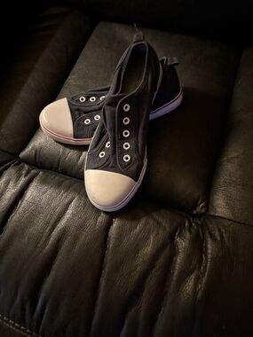 Tommy Hilfiger Black and White Slip-On Canvas Sneakers